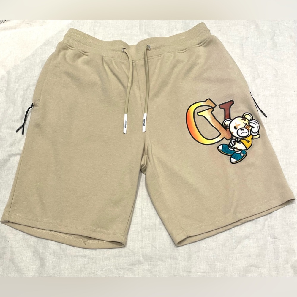 NWOT CivilizeD Beige Terrycloth Teddy Cotton Blend Men’s L Drawstring Shorts